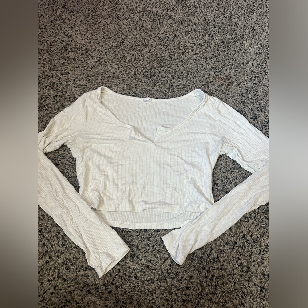 White Cropped long sleeve tee